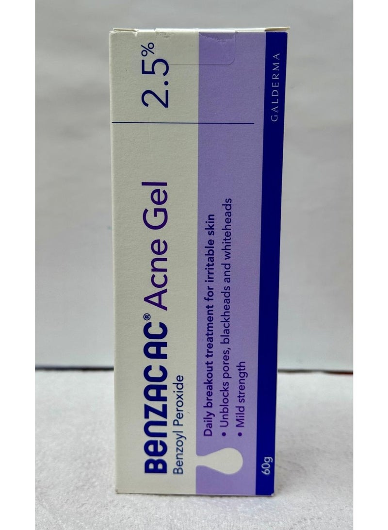 Benzac AC 2.5% Acne Treatment Gel – Benzoyl Peroxide – 60g - Image 1